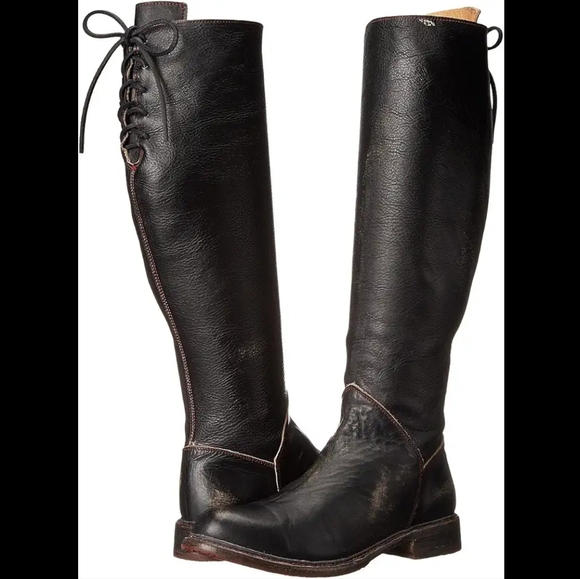 Bed Stu Manchester Distressed Leather Upper High Boots with Lace Accents - Picture 1 of 15